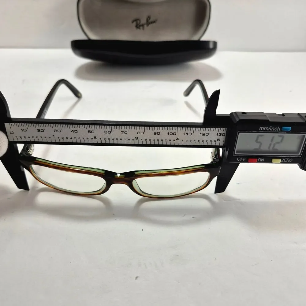 Ray-Ban RB5187 2445 Tortoise & Green Rectangular Eyeglasses Frames, Lenses, Case